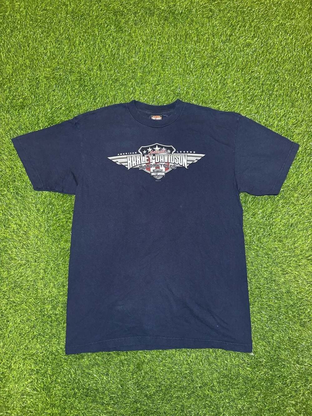 Harley Davidson Indianapolis Indiana Motorcycle Graphic T-Shirt Navy Blue Men's